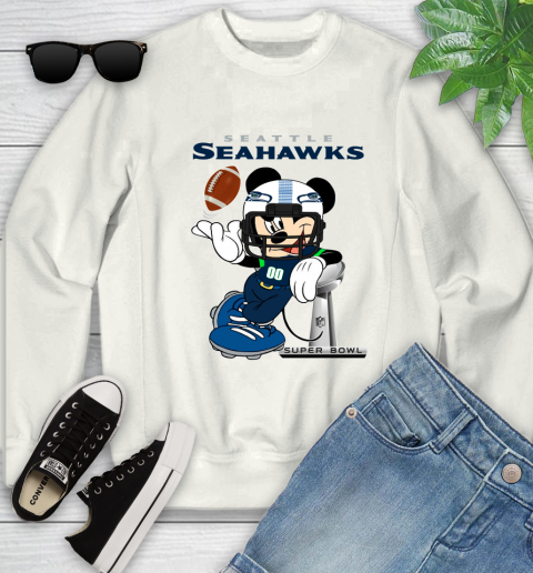 NFL Seattle Seahawks Mickey Mouse Disney Super Bowl Football T Shirt Youth Sweatshirt