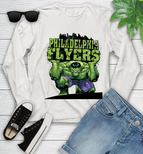 Philadelphia Flyers NHL Hockey Incredible Hulk Marvel Avengers Sports Youth Long Sleeve 12