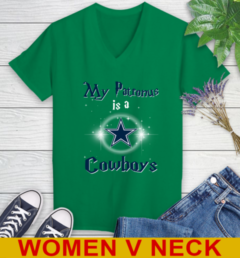 NFL Football Harry Potter My Patronus Is A Dallas Cowboys Women's V-Neck T-Shirt 5