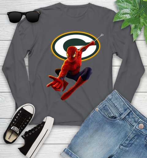 NFL Spider Man Avengers Endgame Football Green Bay Packers Youth Long Sleeve 8