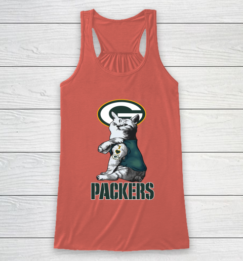 NFL Football My Cat Loves Green Bay Packers Racerback Tank 3