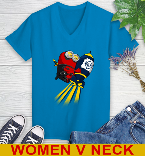 MLB Baseball Tampa Bay Rays Deadpool Minion Marvel Shirt Women's V-Neck T-Shirt 7