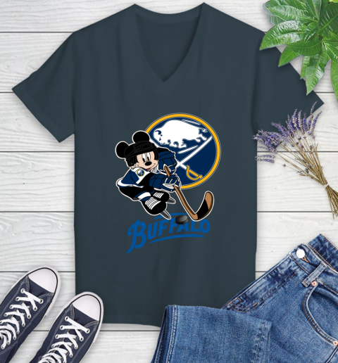 NHL Buffalo Sabres Mickey Mouse Disney Hockey T Shirt Women's V-Neck T-Shirt 8