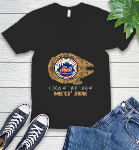MLB Come To The New York Mets Side Star Wars Baseball Sports V-Neck T-Shirt