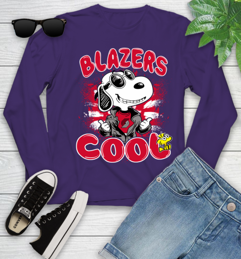 NBA Basketball Portland Trail Blazers Cool Snoopy Shirt Youth Long Sleeve 4