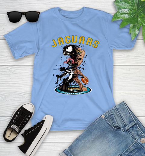 NFL Jacksonville Jaguars Football Venom Groot Guardians Of The Galaxy Youth T-Shirt 11