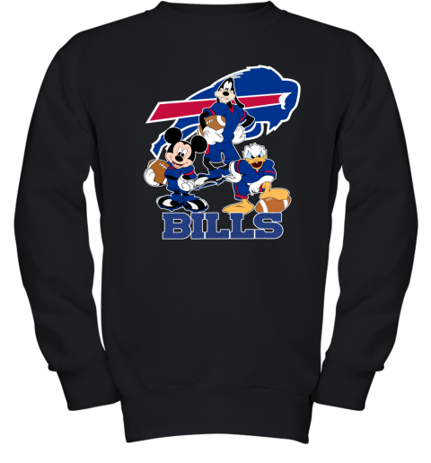 Mickey Donald Goofy The Three Buffalo Bills Football Youth Sweatshirt