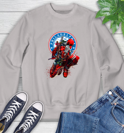 NBA Deadpool Marvel Comics Sports Basketball Philadelphia 76ers Sweatshirt 12
