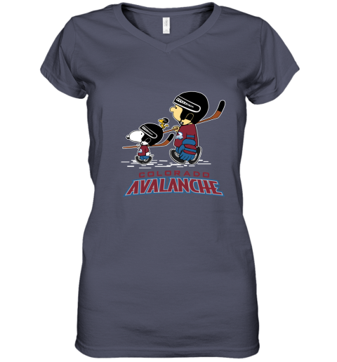 Let's Play Colorado Avalanche Ice Hockey Snoopy NHL Women's V-Neck T-Shirt