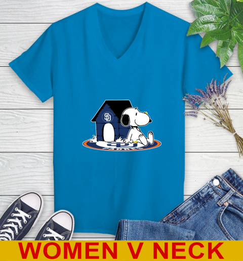 MLB Baseball San Diego Padres Snoopy The Peanuts Movie Shirt Women's V-Neck T-Shirt 8