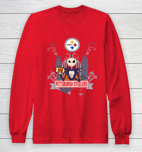 NFL Pittsburgh Steelers Football Jack Skellington Halloween Long Sleeve T-Shirt 7