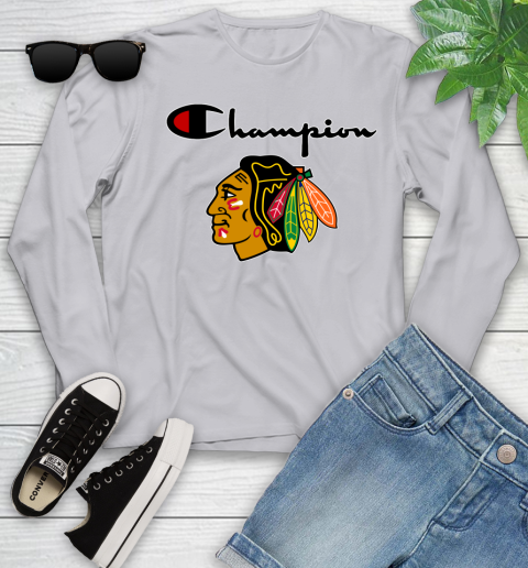 NHL Hockey Chicago Blackhawks Champion Shirt Youth Long Sleeve 3