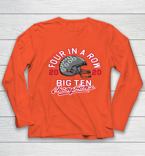 OSU 2020 Big Ten Champions 2020 Four In A Row Youth Long Sleeve 3
