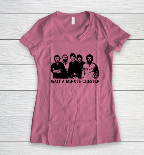 Wait A Minute Chester April Wine Women's V-Neck T-Shirt 7