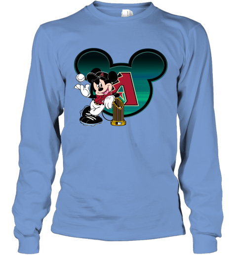 MLB Arizona Diamondbacks The Commissioner's Trophy Mickey Mouse Disney Baseball T Shirt ZJQXZOmJ8Hm long sleeve tee 14 95 151514 front carolina blue