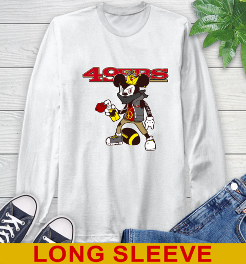 San Francisco 49ers NFL Football Mickey Peace Sign Sports Long Sleeve T-Shirt