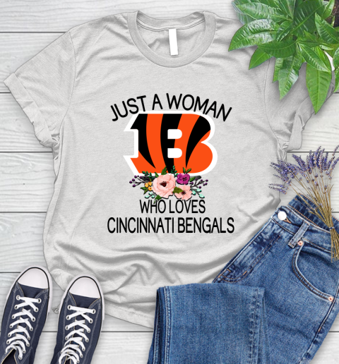NFL Just A Woman Who Loves Cincinnati Bengals Football Sports Women's T-Shirt