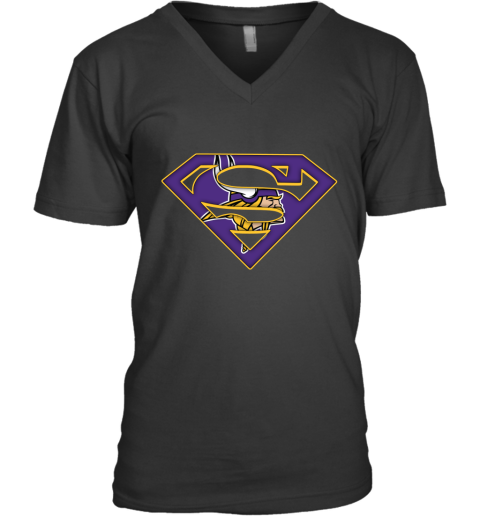 We Are Undefeatable The Minnesota Vikings x Superman NFL V-Neck T-Shirt