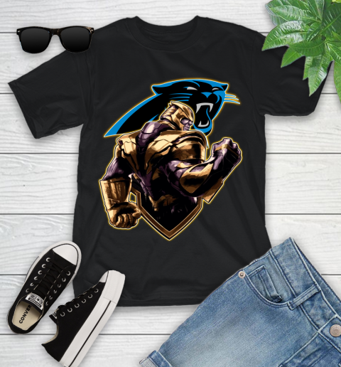 NFL Thanos Avengers Endgame Football Sports Carolina Panthers Youth T-Shirt 2
