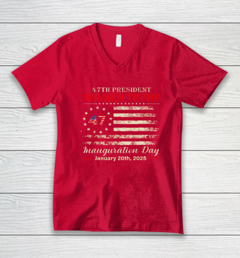 President Donald Trump Inauguration Day 2025 Vintage US Flag V-Neck T-Shirt 5