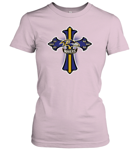 NFL Blue Crusader Cross Baltimore Ravens Women's T-Shirt - Rookbrand