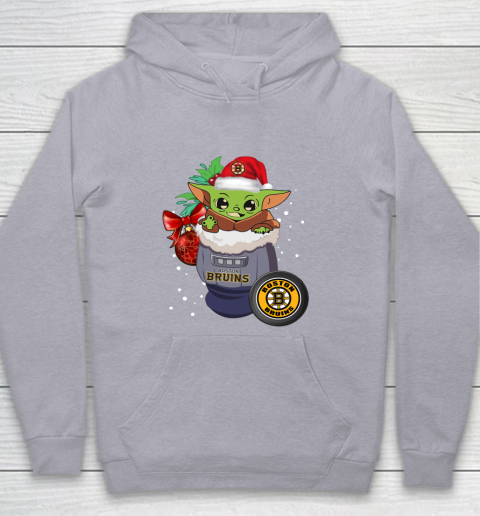Boston Bruins Christmas Baby Yoda Star Wars Funny Happy NHL Youth Hoodie 5
