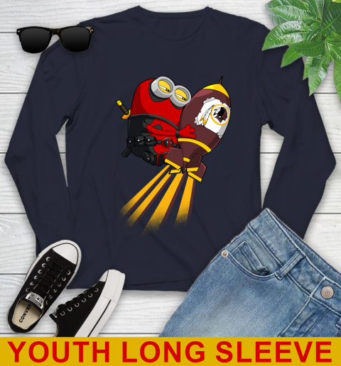 NFL Football Washington Redskins Deadpool Minion Marvel Shirt Youth Long Sleeve 2