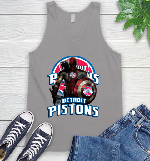 Detroit Pistons NBA Basketball Captain America Thor Spider Man Hawkeye Avengers Tank Top 4