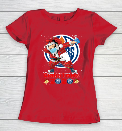 Edmonton Oilers Funny Santa Claus Dabbing Christmas 2020 NHL Women's T-Shirt 9