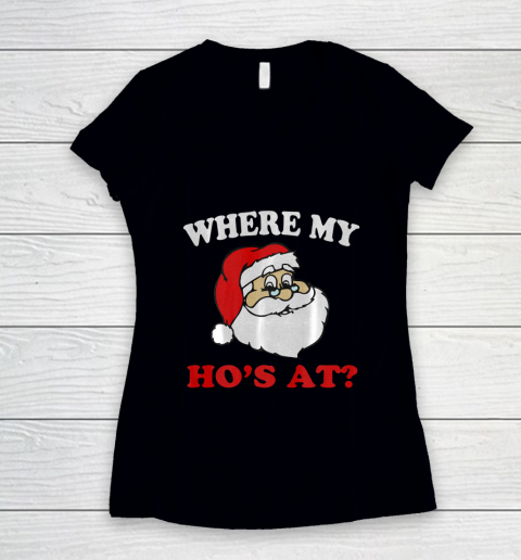 Where s My Ho s at Funny Santa Quarantine Christmas 2020 Women's V-Neck T-Shirt