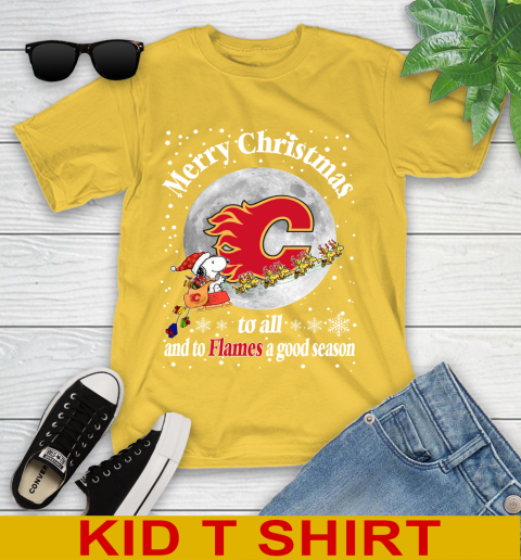 Calgary Flames Merry Christmas To All And To Flames A Good Season NHL Hockey Sports Youth T-Shirt 9