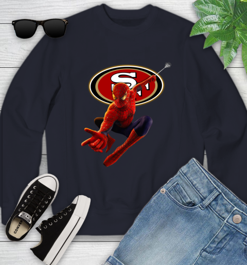 NFL Spider Man Avengers Endgame Football San Francisco 49ers Youth Sweatshirt 3