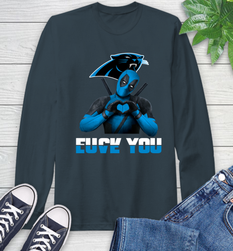 NHL Carolina Panthers Deadpool Love You Fuck You Football Sports Long Sleeve T-Shirt 9