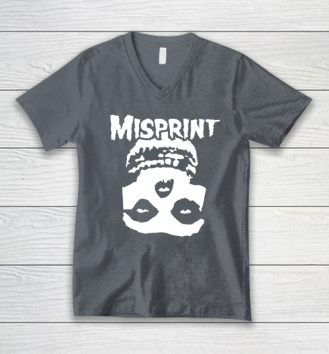 Misprint Skull Funny Misfit V-Neck T-Shirt - Image 4