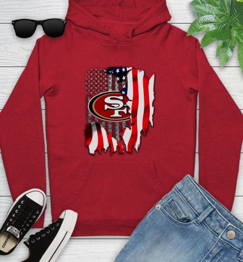 San Francisco 49ers NFL Football American Flag Youth Hoodie 12