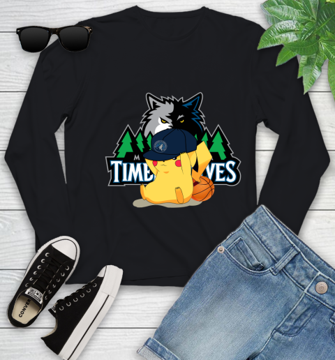 NBA Pikachu Basketball Sports Minnesota Timberwolves Youth Long Sleeve 2