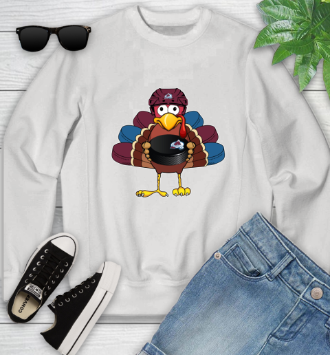 Colorado Avalanche Turkey Thanksgiving Day Youth Sweatshirt