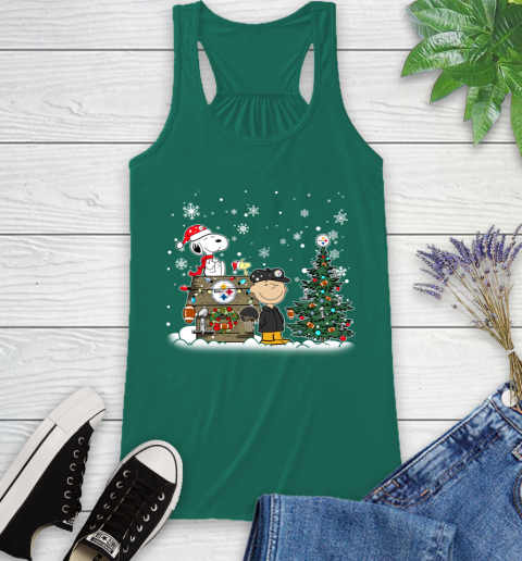 NFL Pittsburgh Steelers Snoopy Charlie Brown Christmas Football Super Bowl Sports Racerback Tank 6