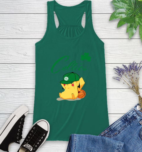 NBA Pikachu Basketball Sports Boston Celtics Racerback Tank 7