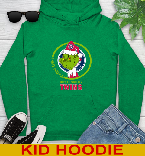 Minnesota Twins MLB Christmas Grinch I Hate People But I Love My Favorite Baseball Team Youth Hoodie 8