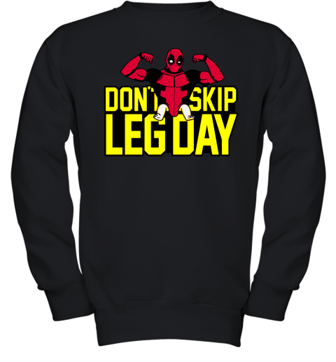 5hkx deadpool dont skip leg day workout at the gym shirts youth sweatshirt 47 front black