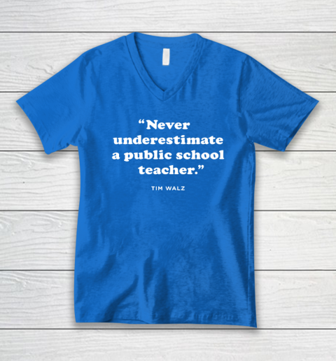 Never Underestimate a Public School Teacher  KAM47A 4 USA V-Neck T-Shirt 4