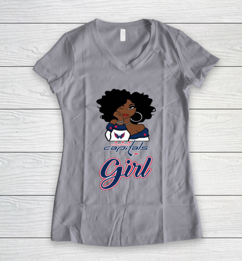 Washington Capitals Girl NHL Women's V-Neck T-Shirt 4