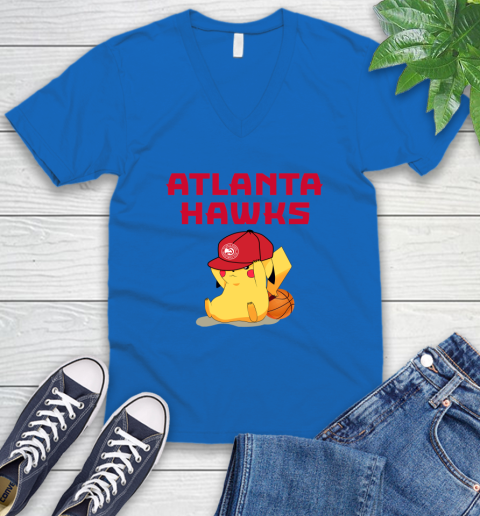 NBA Pikachu Basketball Sports Atlanta Hawks V-Neck T-Shirt 6