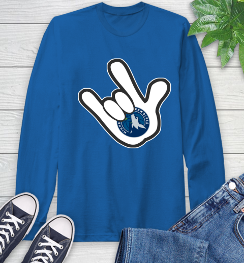 Minnesota Timberwolves NBA Basketball Mickey Rock Hand Disney Long Sleeve T-Shirt 9