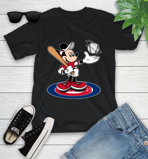 MLB Baseball Chicago Cubs Cheerful Mickey Disney Shirt Youth T-Shirt