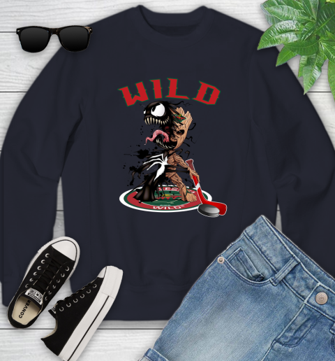 NHL Minnesota Wild Hockey Venom Groot Guardians Of The Galaxy Youth Sweatshirt 3