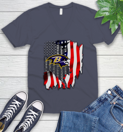 Baltimore Ravens NFL Football American Flag V-Neck T-Shirt 7