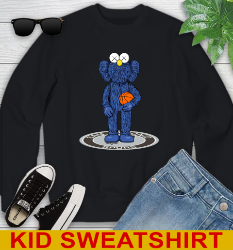 NBA Basketball San Antonio Spurs Kaws Bff Blue Figure Shirt Youth Sweatshirt 2