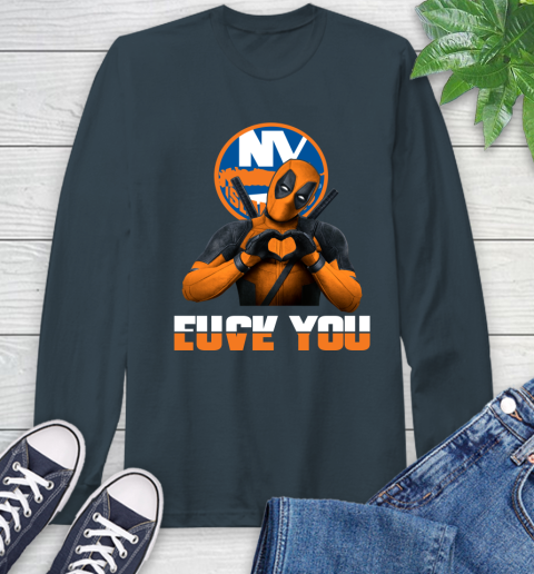 NHL New York Islanders Deadpool Love You Fuck You Hockey Sports Long Sleeve T-Shirt 9
